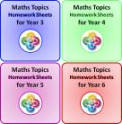 Full Set: Maths Topics Homework Sheets PDF Booklets for Years 3 4 5 and 6